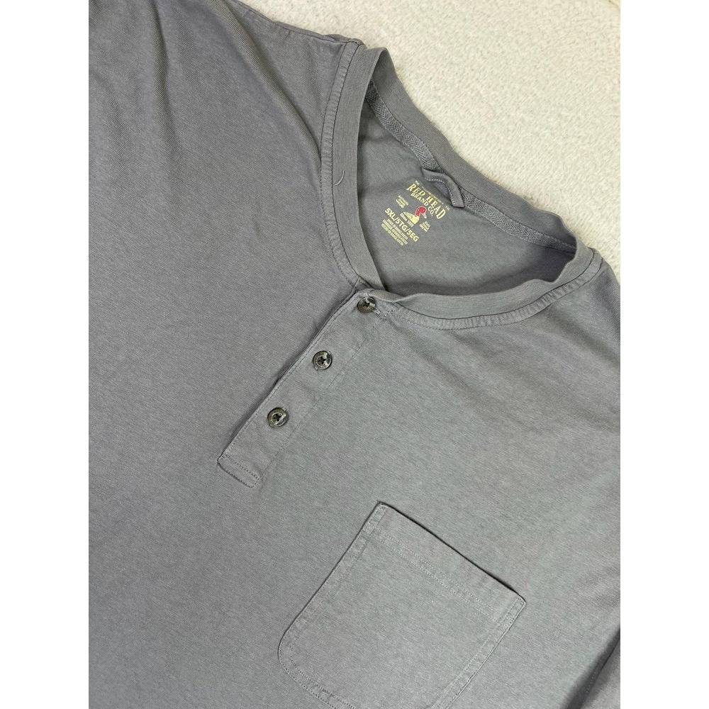 RedHead Shirt Mens 5XL Gray Henley Long Sleeve Pocket Cotton Bass Pro Shops
